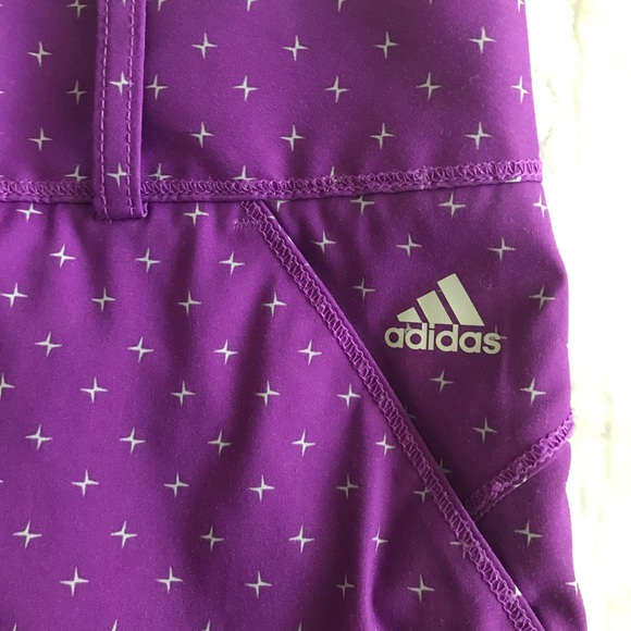 Adidas Purple Shorts with White Stars Side Vents - Picture 2 of 6
